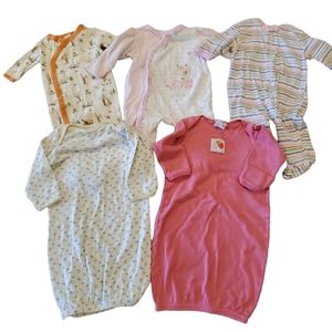 Baby Girl Sleeper Bundle - Set of 5 - Size 0-3 Months - Great Co